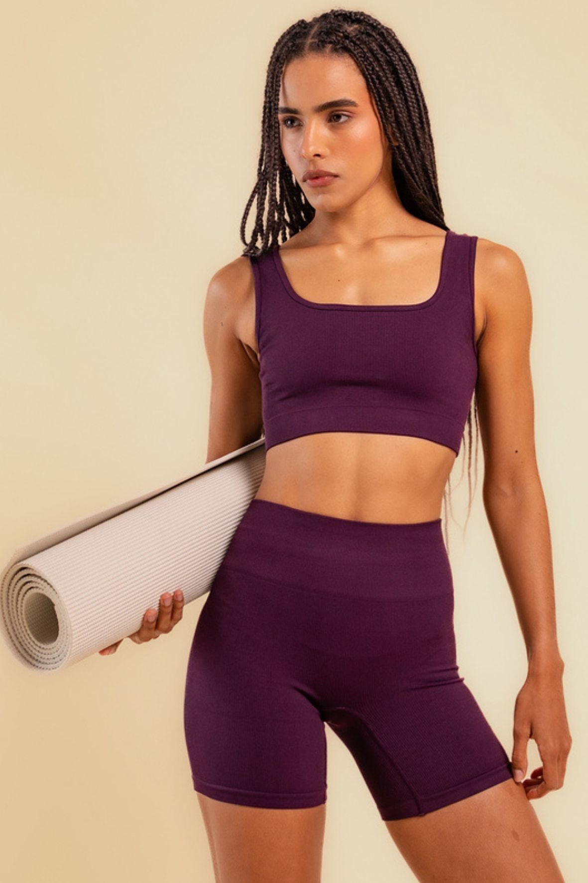 Conjunto shorts sem costura açaí