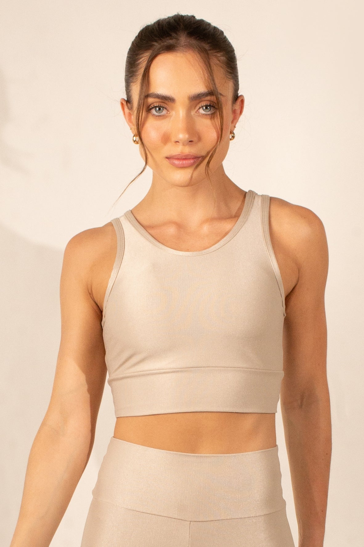 Conjunto legging e top decote redondo lumen pérola