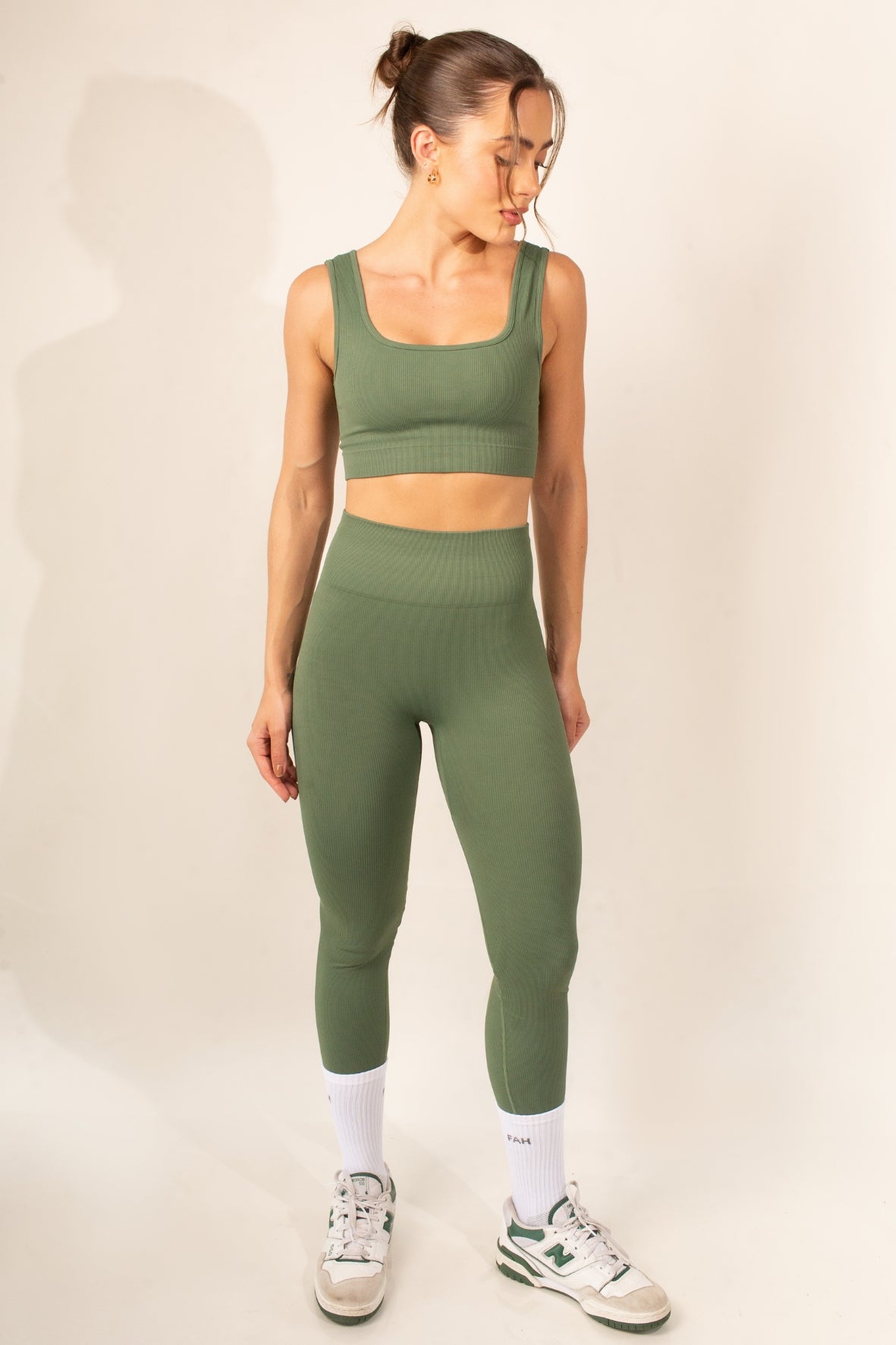 Conjunto Sem costura verde militar