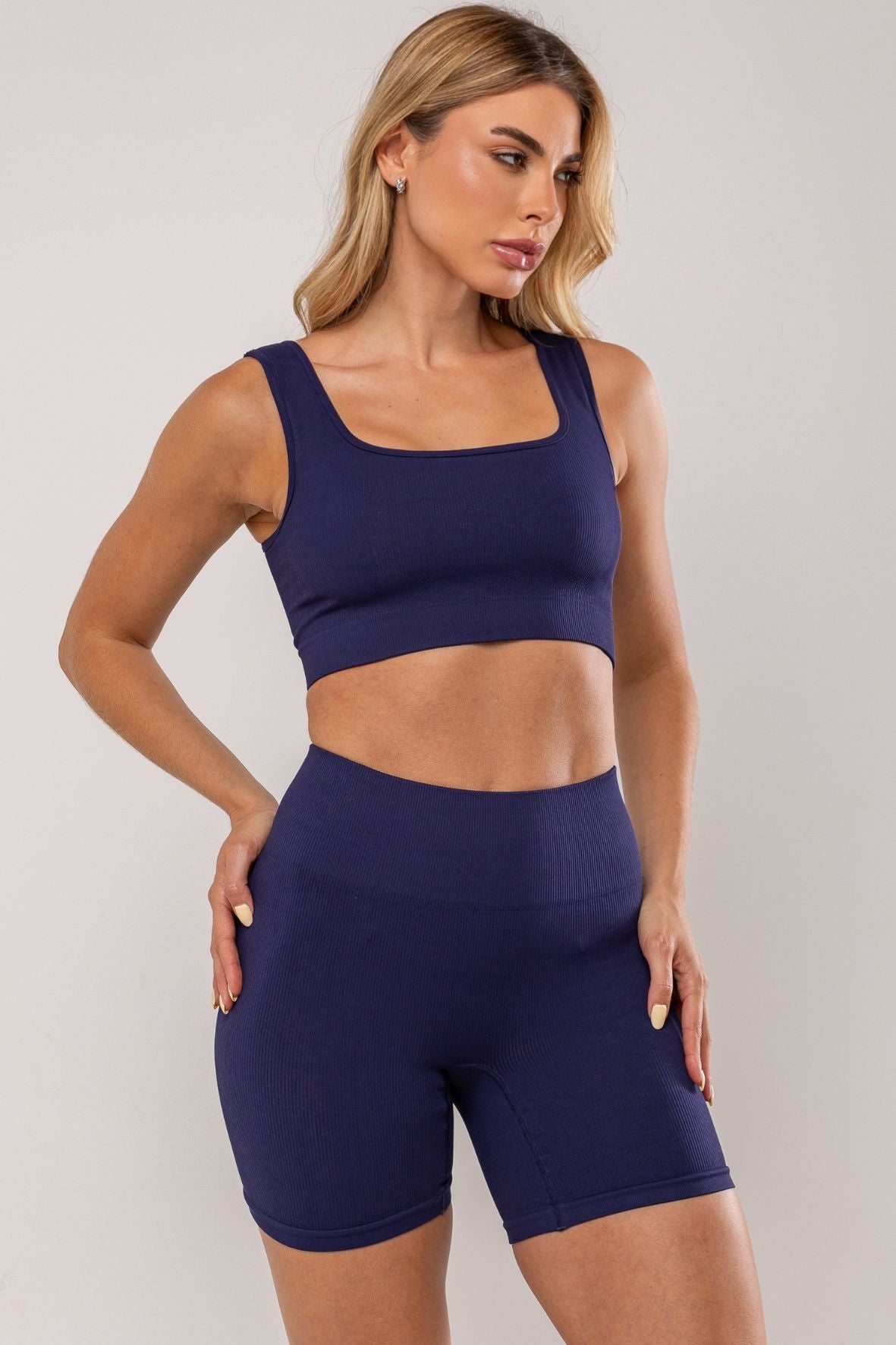 Conjunto shorts sem costura marinho