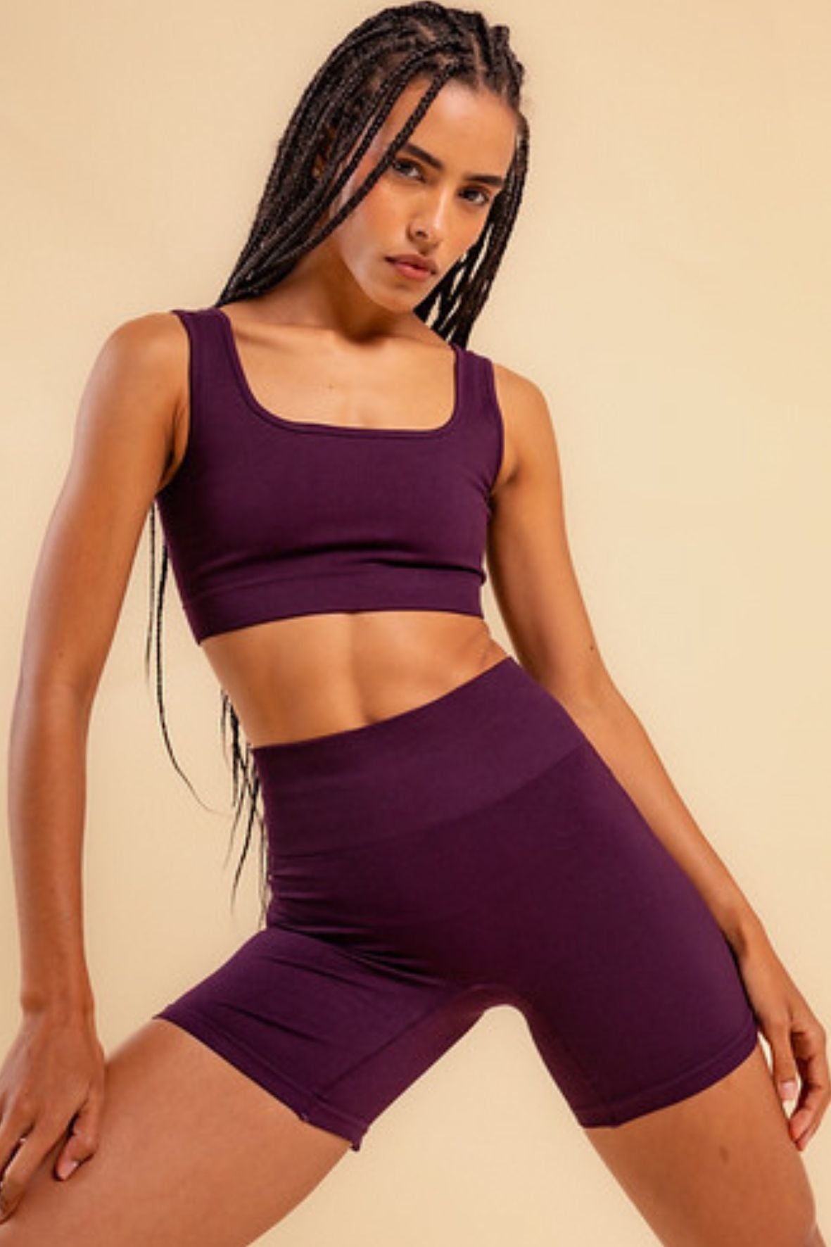Conjunto shorts sem costura açaí