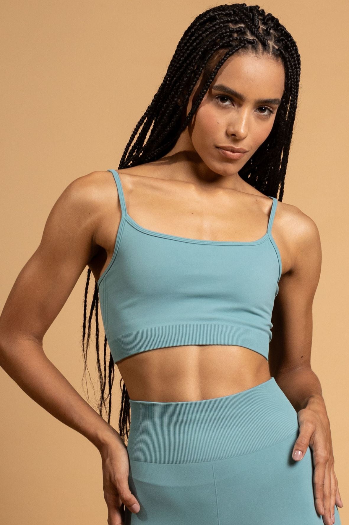 Conjunto Listra lateral Sem costura azul claro