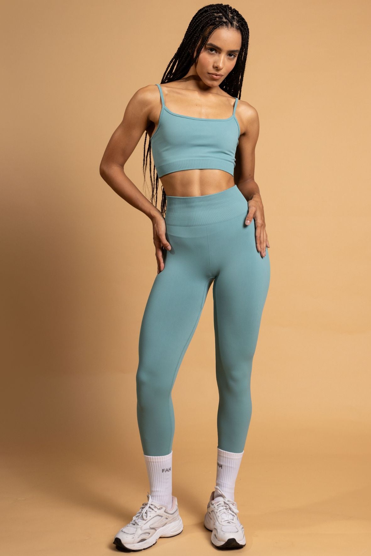 Conjunto Listra lateral Sem costura azul claro