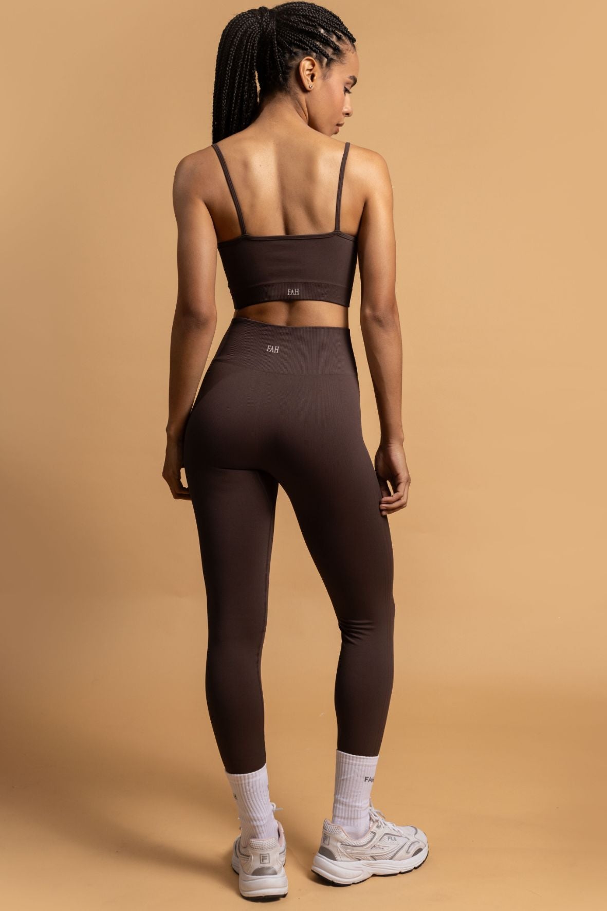 Conjunto Listra lateral Sem costura café