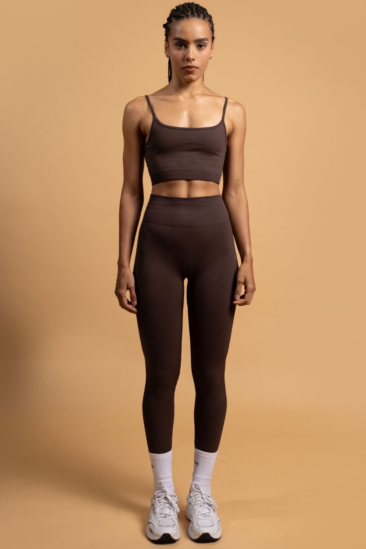 Conjunto Listra lateral Sem costura café