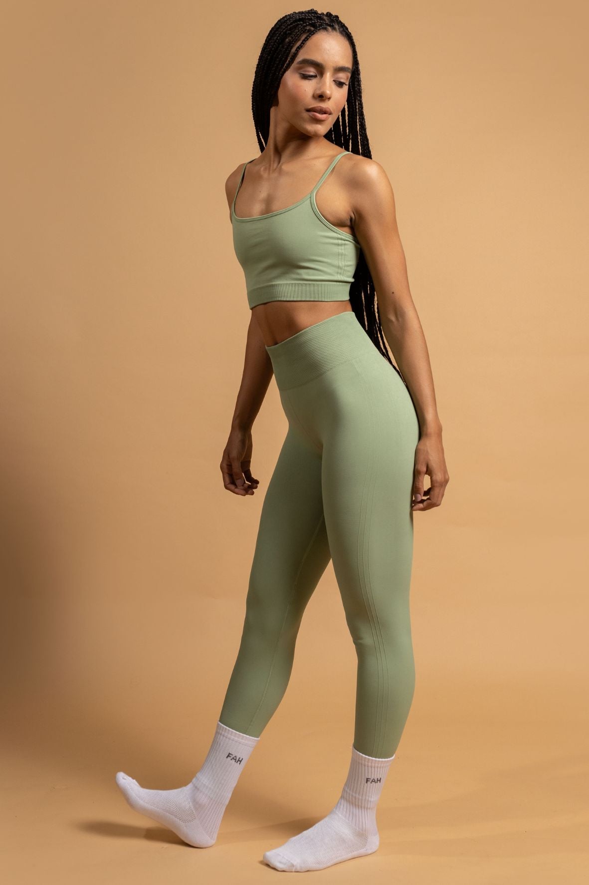 Conjunto Listra lateral Sem costura verde frosty