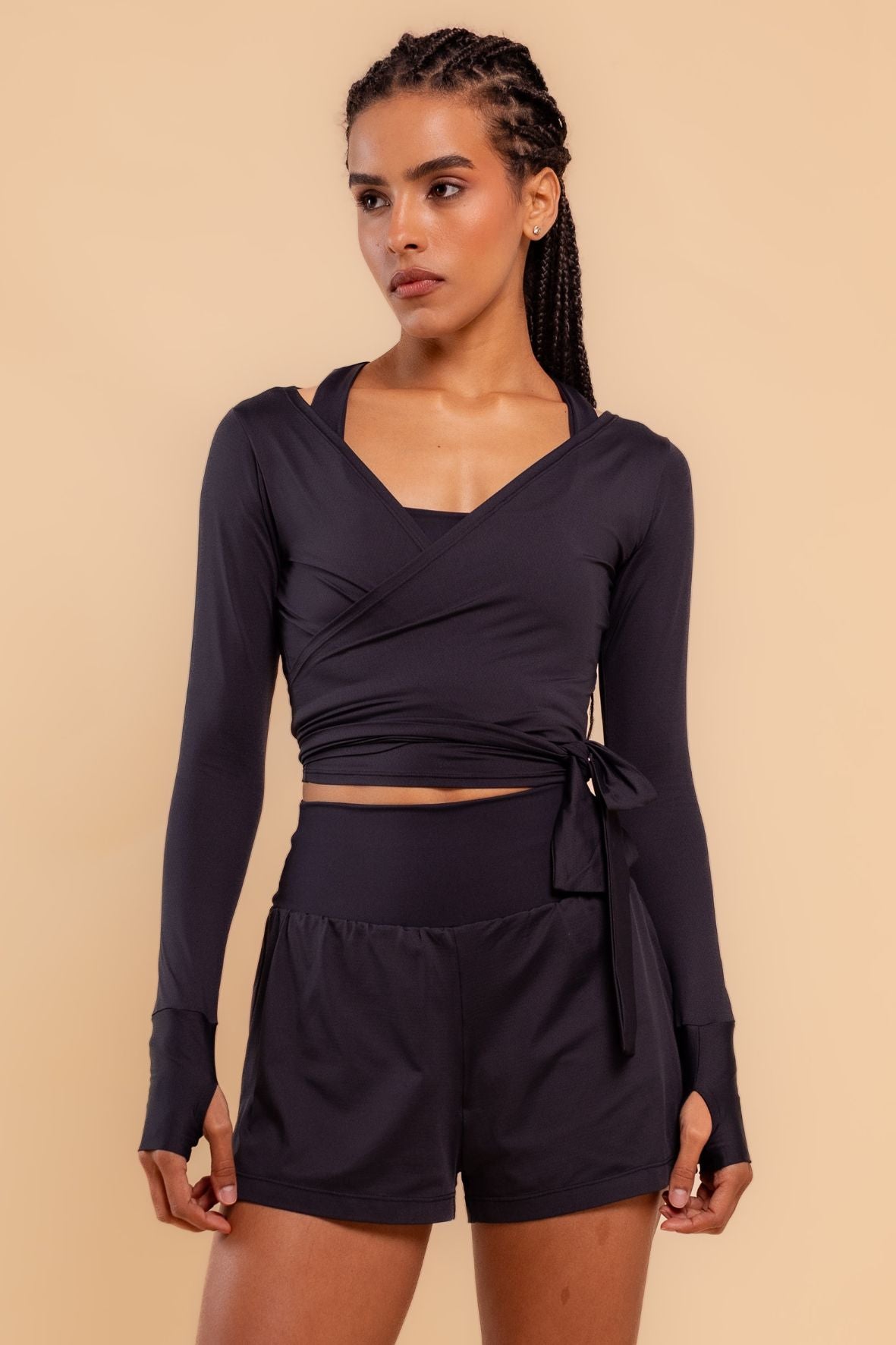 Shorts corrida dois bolsos preto