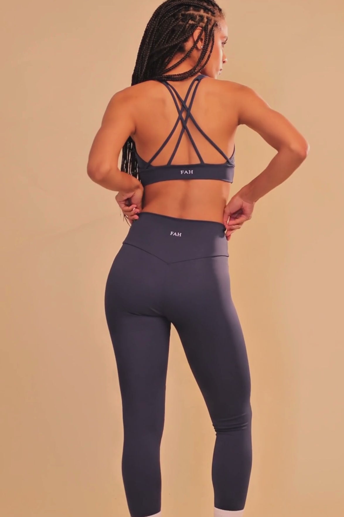 Conjunto legging empina bumbum e top cruzado costas sculpt marinho
